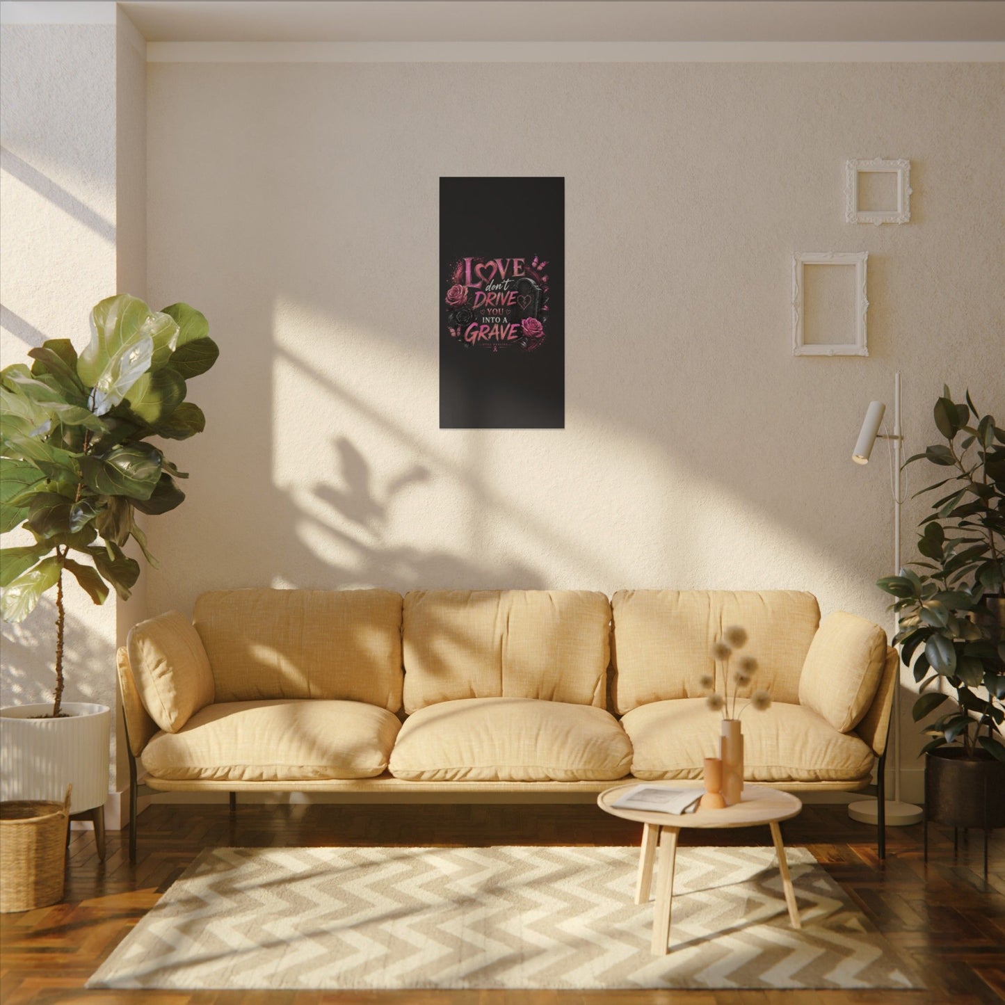 Canvas Wall Art — “Love Don’t Drive You Into a Grave” Pink Breast Cancer Awareness Design