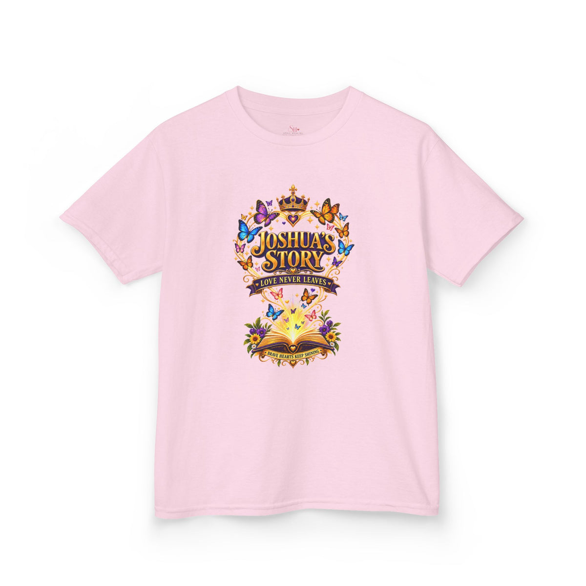 Kids T-Shirt — "Joshua's Story" Magical Book & Crown Design