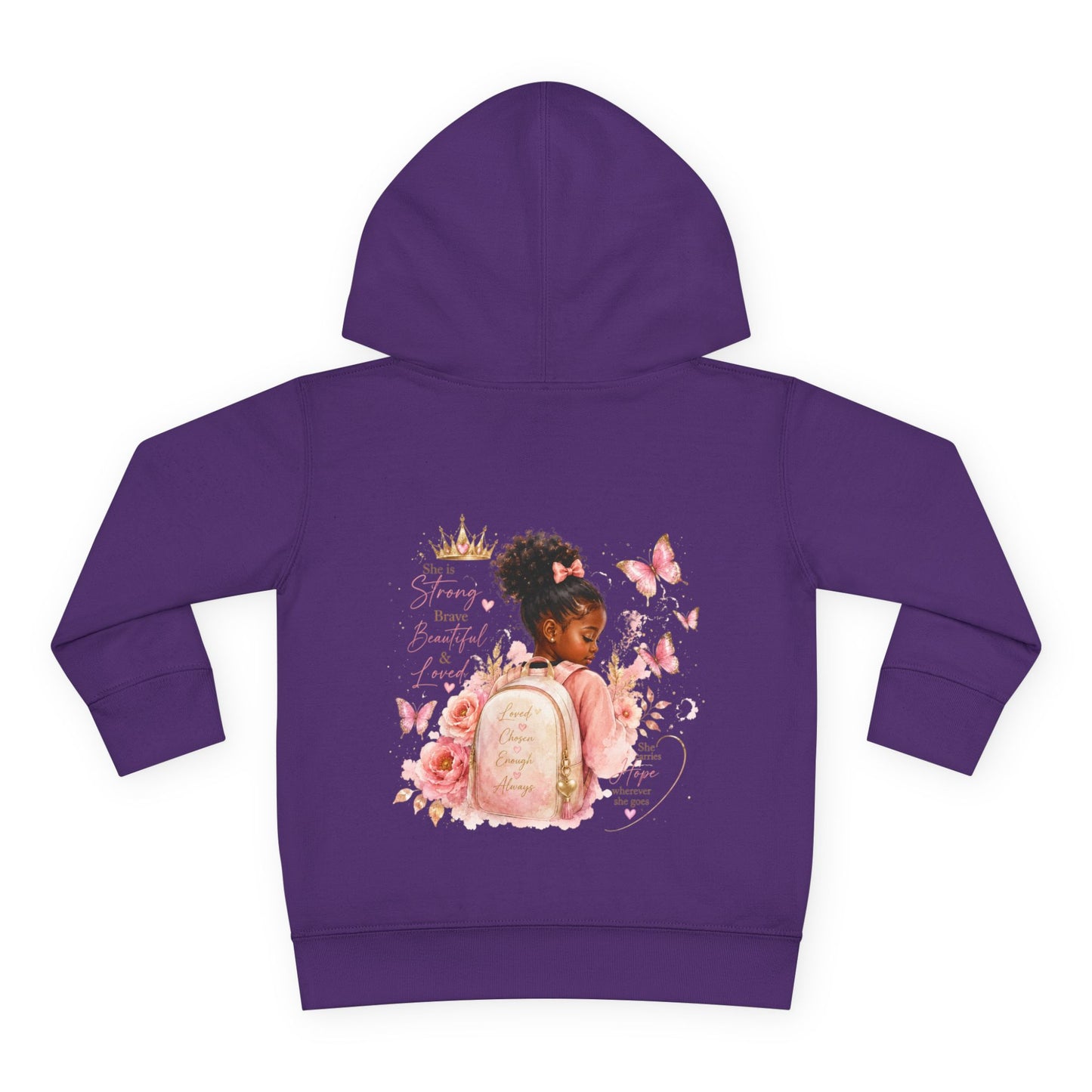 Toddler Hoodie — Little Princess Backpack Design (Girls, Pink Butterflies)