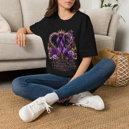 Purple Awareness Ribbon Heart T-Shirt — I Choose Courage & Love Support Tee