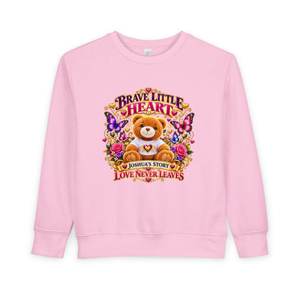 Brave Little Heart Toddler Sweatshirt – Personalized Bear & Butterflies “Love Never Leaves”