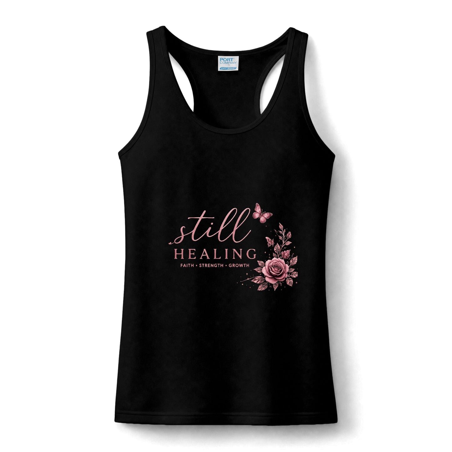Still Healing Floral Performance Tank — Women's Recovery & Empowerment Racerback