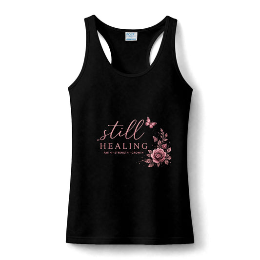 Still Healing Floral Performance Tank — Women's Recovery & Empowerment Racerback