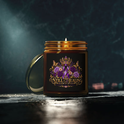 Still Healing Purple Ribbon Scented Candle — Coconut Apricot Wax (4oz/9oz)