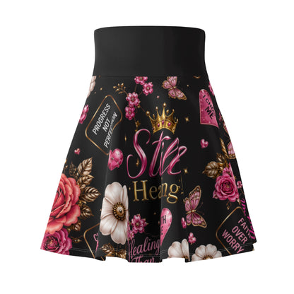 Still Healing Floral Skater Skirt – Empowerment Graphic Women's Skirt