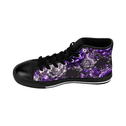 Still Healing Purple Rose High-Top Sneakers — Women's Floral Awareness Shoes