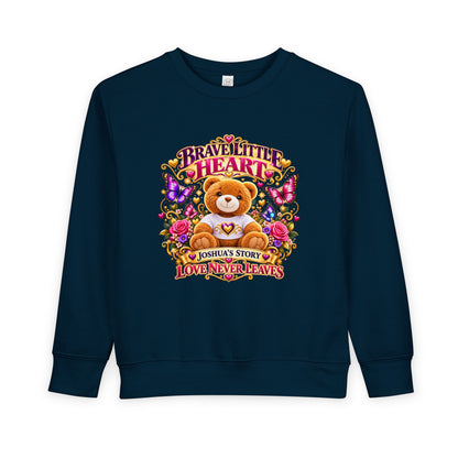 Brave Little Heart Toddler Sweatshirt – Personalized Bear & Butterflies “Love Never Leaves”